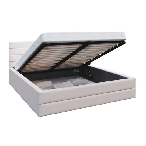 Lit Coffre Virginia 140x190 - Sommier Inclus Crème