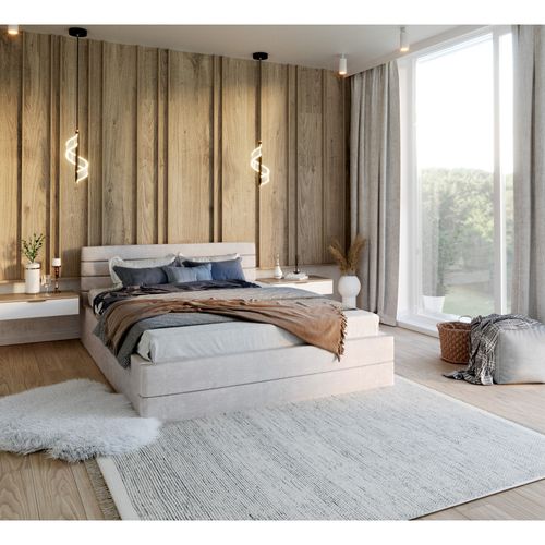 Lit Coffre Virginia 140x190 - Sommier Inclus Crème