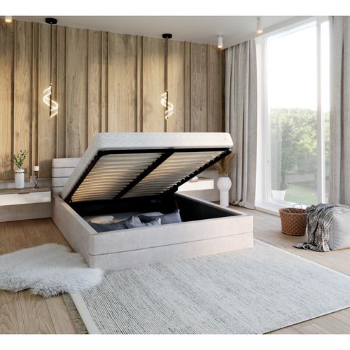 Lit Coffre Virginia 140x190 - Sommier Inclus Crème