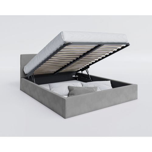 Lit Coffre Rino 160 X 200 Cm - Sommier Inclus Gris Clair