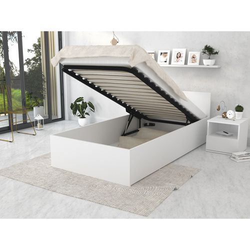 Lit Coffre Panama 90x200  - Sommier Inclus Blanc