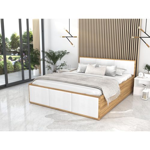 Lit Panama T 120x200 + Coffre - Sommier Inclus Chêne - Blanc