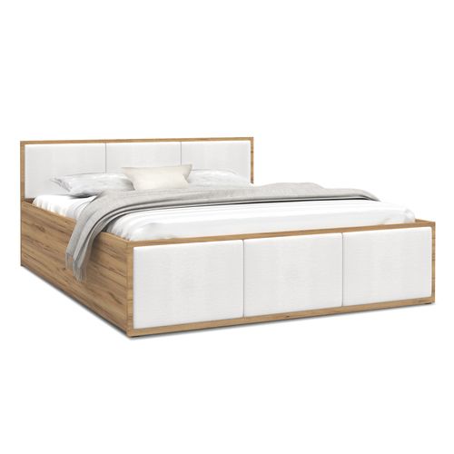 Lit Panama T 120x200 + Coffre - Sommier Inclus Chêne - Blanc