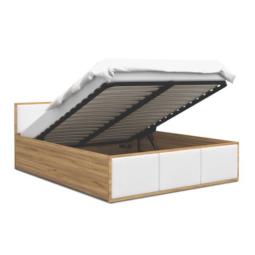 Lit Panama T 120x200 + Coffre - Sommier Inclus Chêne - Blanc