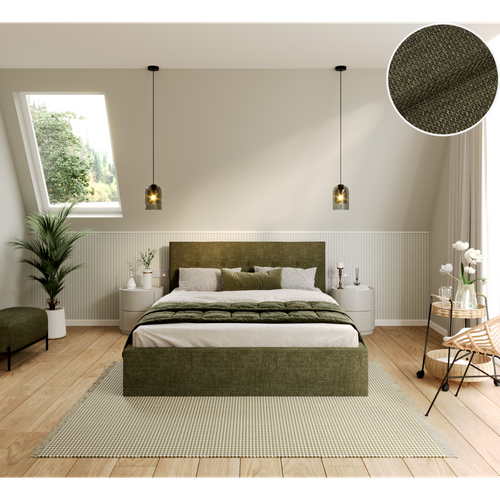 Lit Coffre Tulsa 160x200 Cm - Sommier Inclus Vert Olive