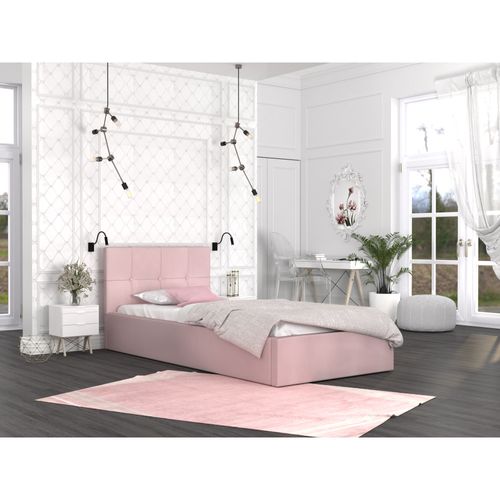 Lit Coffre Rino 120 X 200 Cm - Sommier Inclus Rose Pâle