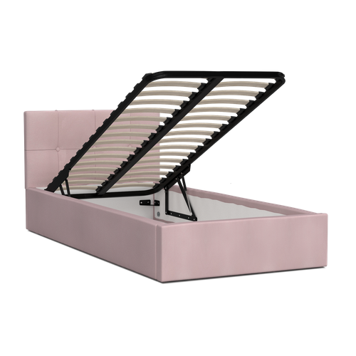 Lit Coffre Rino 120 X 200 Cm - Sommier Inclus Rose Pâle