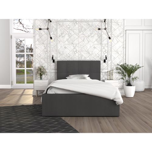 Lit Coffre Rino 120 X 200 Cm - Sommier Inclus Gris Foncé