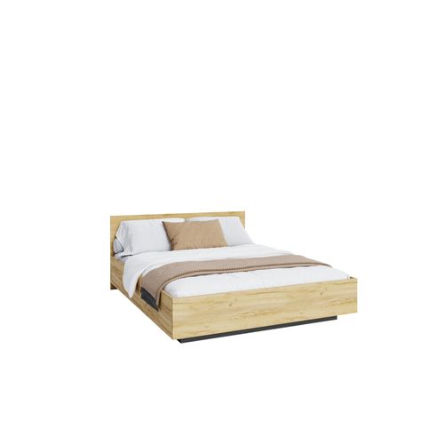 Lit Coffre Lima 160 X 200 Cm Avec Sommier à Lattes Relevable Chêne