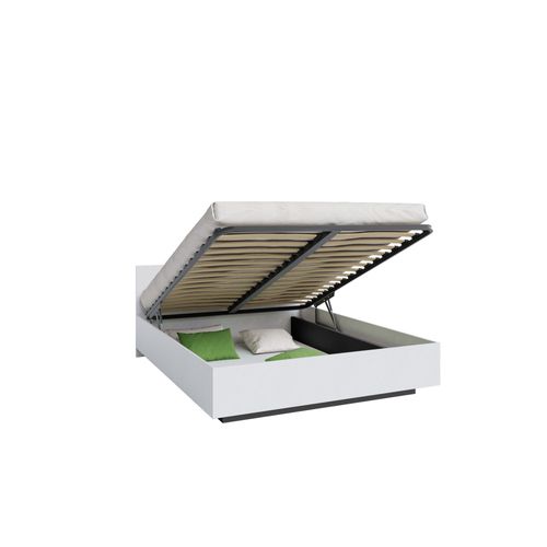 Lit Coffre Lima 140 X 190 Cm Avec Sommier à Lattes Relevable Blanc