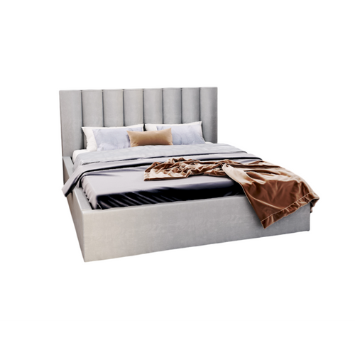 Lit Coffre Colorado 160x200 - Sommier Inclus Gris Clair