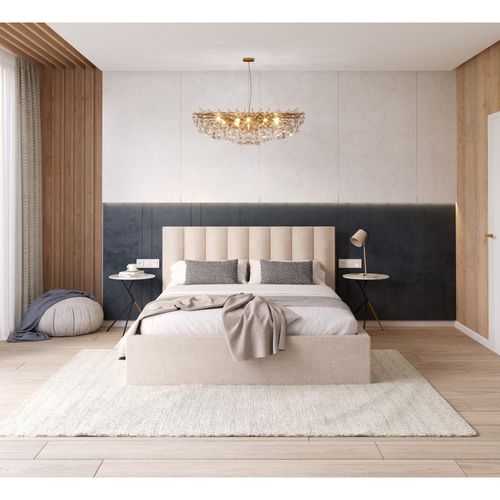 Lit Coffre Colorado 140x190 - Sommier Inclus Crème