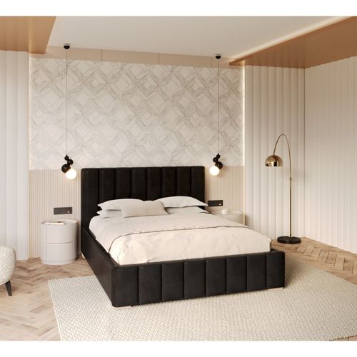 Lit Coffre Anton 120 X 200 Cm Avec Sommier à Lattes Relevable Noir