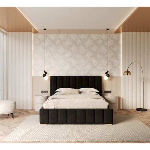 Lit Coffre Anton 120 X 200 Cm Avec Sommier à Lattes Relevable Noir