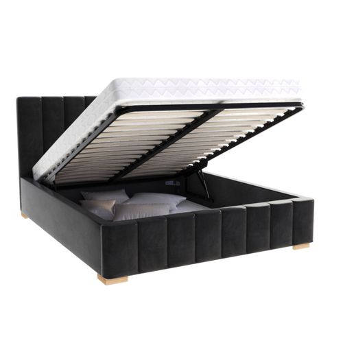 Lit Coffre Anton 120 X 200 Cm Avec Sommier à Lattes Relevable Noir