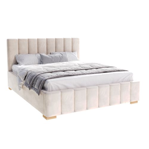 Lit Coffre Anton 120 X 200 Cm Avec Sommier à Lattes Relevable Crème