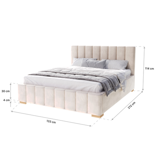 Lit Coffre Anton 120 X 200 Cm Avec Sommier à Lattes Relevable Crème