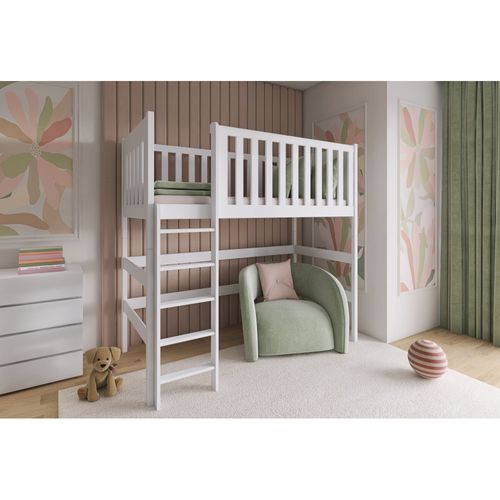 Lit Mezzanine Laury 90x200 Blanc