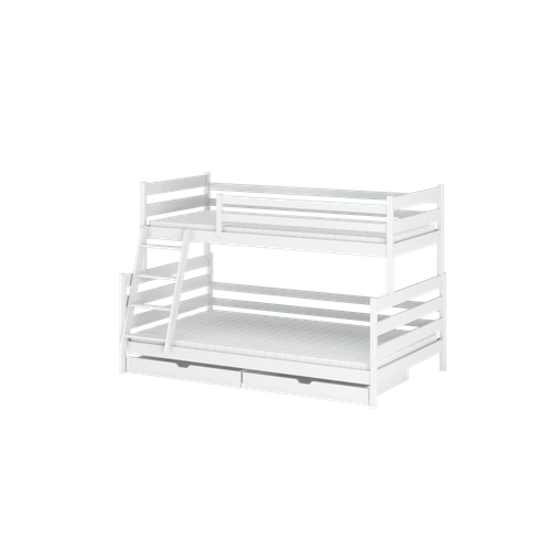 Lit Superposé Fanny 90x200/120x200 Blanc - Blanc Livré Avec Le Sommiers Et Tiroir.