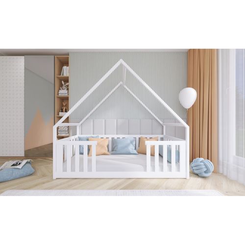 Lit Cabane Lisa 90x200 Blanc - Blanc Livré Avec Sommier