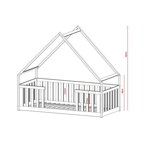 Lit Cabane Lisa 90x200 Blanc - Blanc Livré Avec Sommier