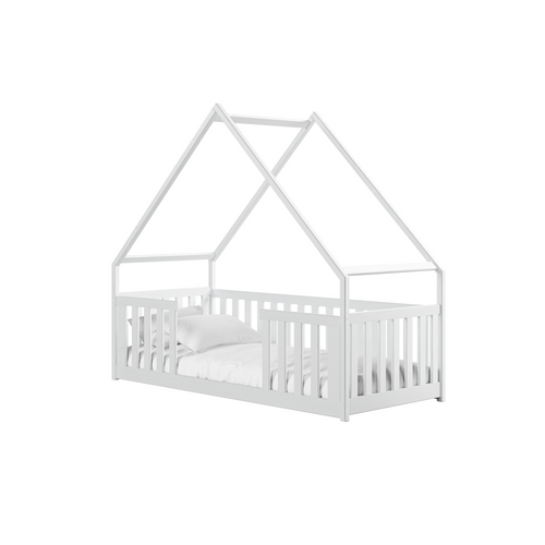 Lit Cabane Lisa 90x200 Blanc - Blanc Livré Avec Sommier