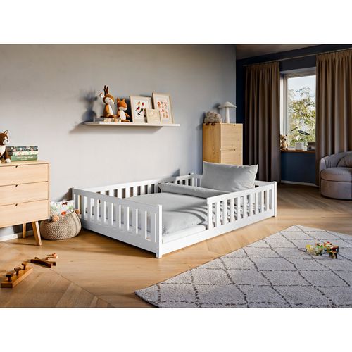 Lit Enfant Moti 140x200 Blanc - Blanc Livré Avec Sommier