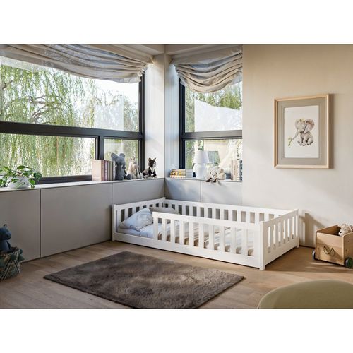 Lit Enfant Stela 90x200 Blanc - Blanc Livré Avec Sommier