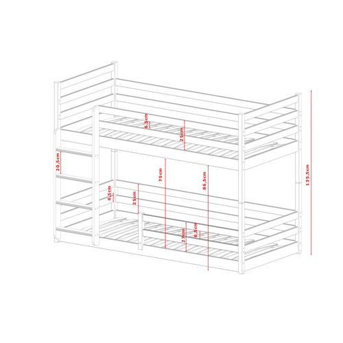 Lit Superposé Mona 90x200 - Bois Massif Blanc