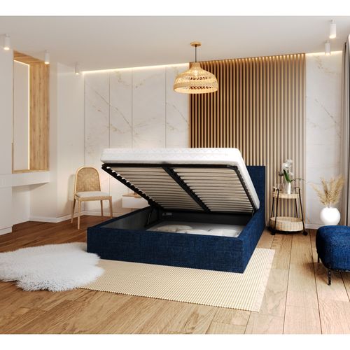 Lit Coffre Tulsa 120x200 Cm - Sommier Inclus Bleu Marine