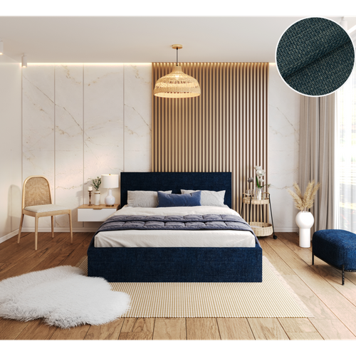 Lit Coffre Tulsa 120x200 Cm - Sommier Inclus Bleu Marine