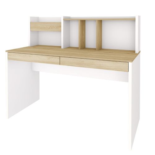 Bureau Avec Sur-meuble  Tacco  Blanc Et Bois