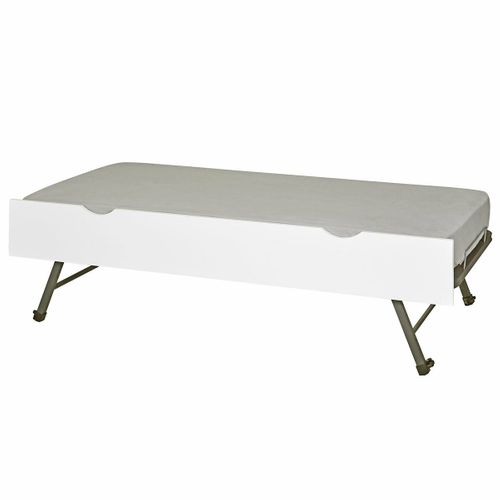 Sommier Gigogne Avec Façade 2 Mains Makuria   Blanc 80x190 Cm