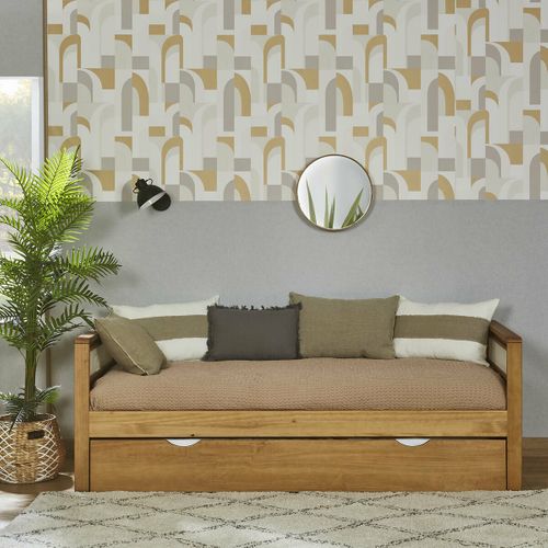 Pack Lit Banquette Gigogne Avec Matelas Cobi   Bois 90x200 Cm