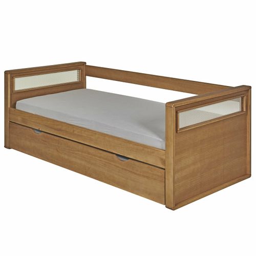 Pack Lit Banquette Gigogne Avec Matelas Cobi   Bois 90x200 Cm