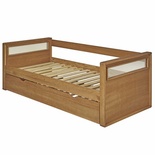 Pack Lit Banquette Gigogne Avec Matelas Cobi   Bois 90x200 Cm