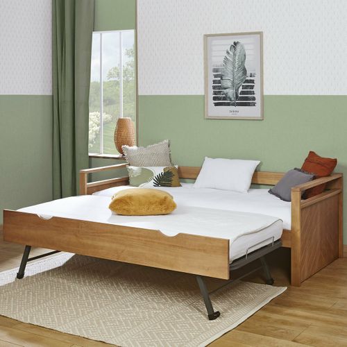 Pack Lit Banquette Gigogne Avec Matelas Ivy Bois 90x200 Cm
