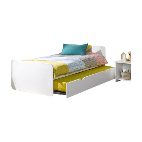 Pack Lit Gigogne Avec 2 Matelas Lupin   Blanc 90x190 Cm