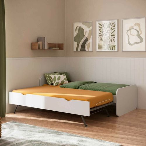 Pack Lit Gigogne Avec 2 Matelas Lupin   Blanc 90x190 Cm