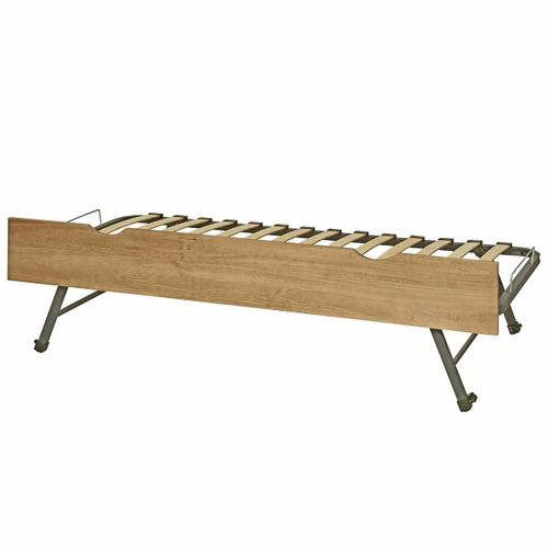 Sommier Gigogne Avec Façade 2 Mains Makuria   Noisette 80x190 Cm