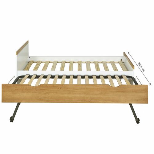 Pack Lit Enfant Avec Sommier Gigogne Nais   Blanc 90x190 Cm