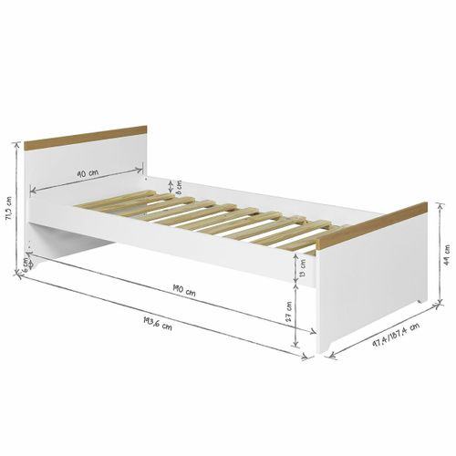 Pack Lit Enfant Avec Sommier Gigogne Nais   Blanc 90x190 Cm