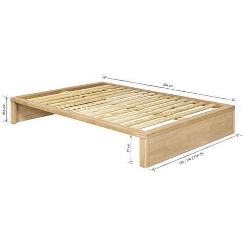 Pack Lit Avec 2 Tiroirs 160x200 Cm Gaston  Hêtre