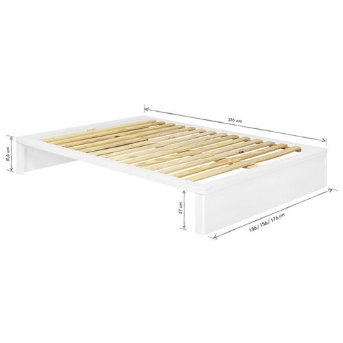 Pack Lit Avec 2 Tiroirs 160x200 Cm Gaston Blanc Et Hêtre