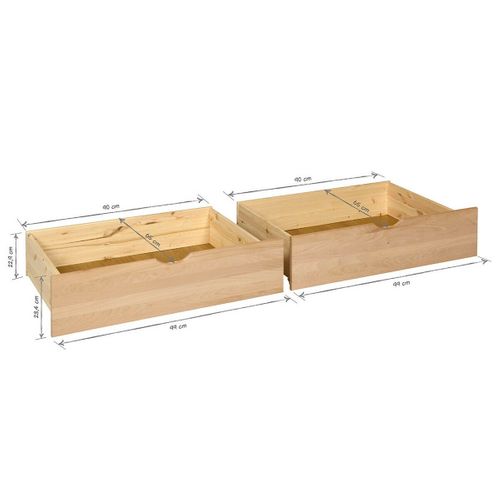 Pack Lit Avec 2 Tiroirs 160x200 Cm Gaston Blanc Et Hêtre