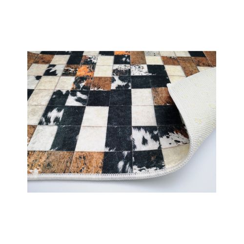 Petit Tapis Patchwork Cube Marron - 50x80cm