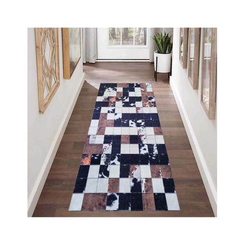 Petit Tapis Patchwork Cube Marron - 50x80cm