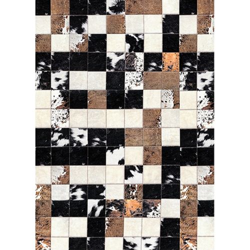 Petit Tapis Patchwork Cube Marron - 50x80cm