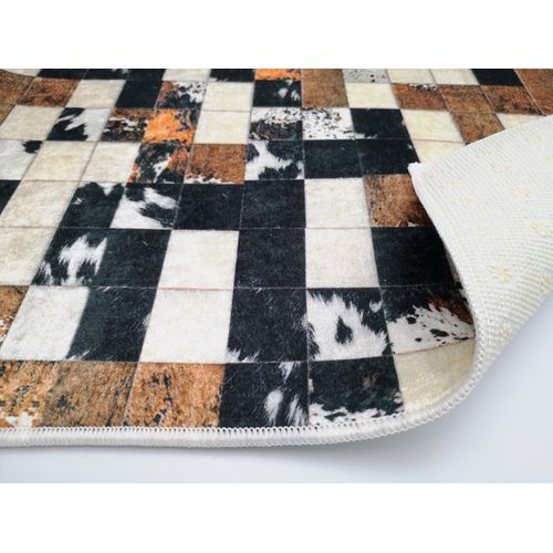 Petit Tapis Patchwork Cube Marron - 50x80cm