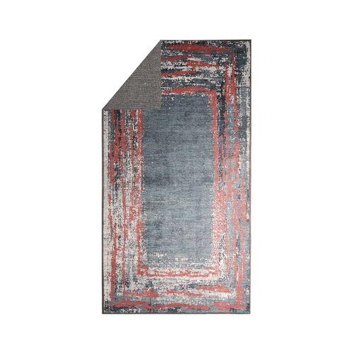 Tapis De Salon Ring Noir Rouge - 80x150cm